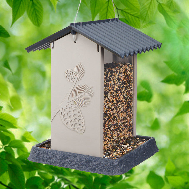 A heavy plastic bird feeder great for all sorts of wild birds