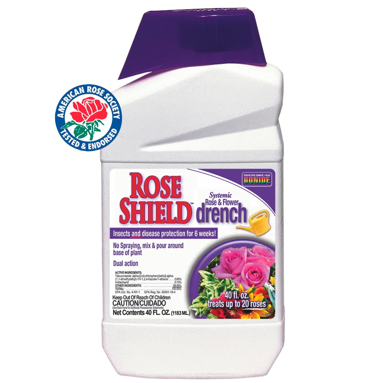 Amazing disease, insect and fungal protection for Rose Bushes, Shrubs and Ornamentals. Drench application.