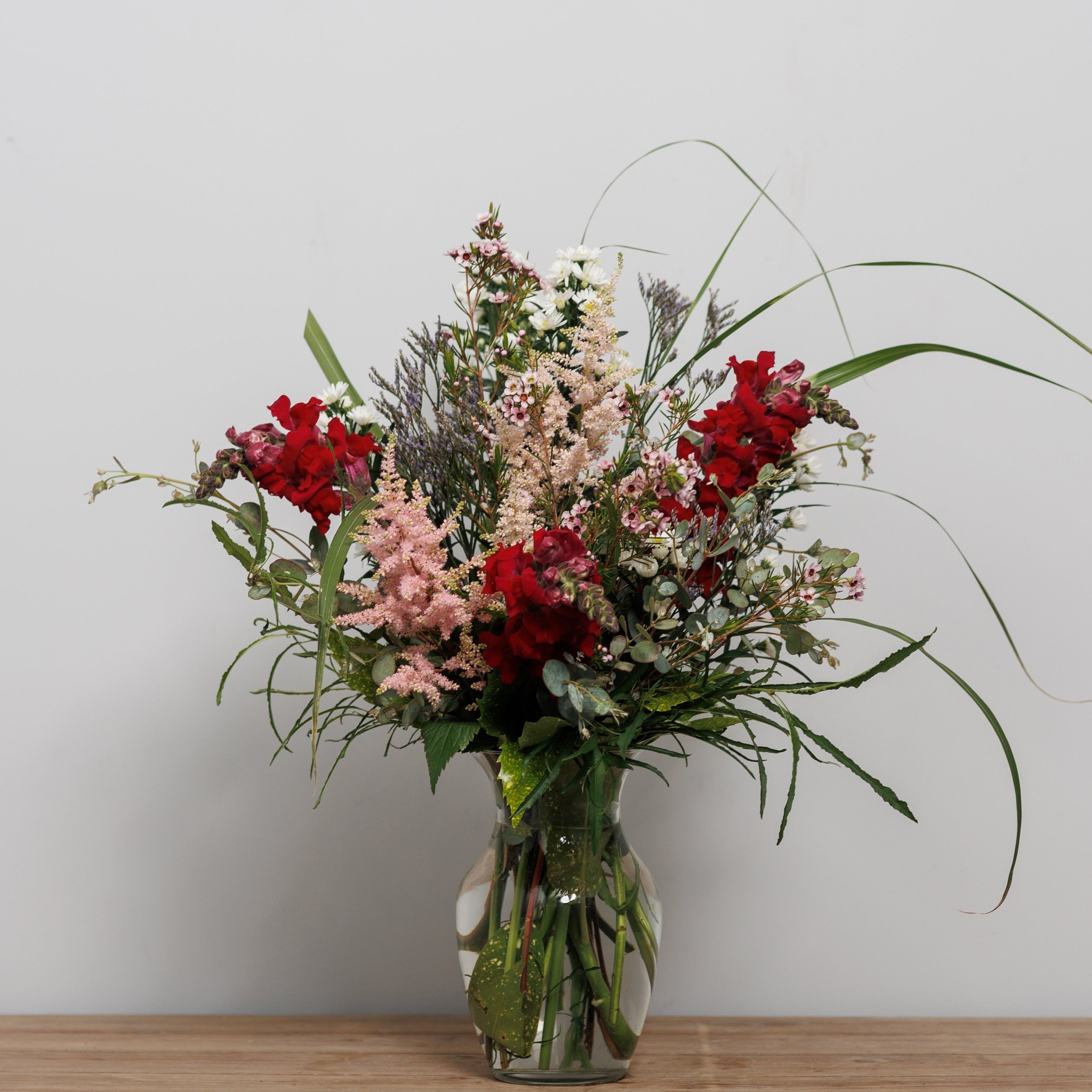 A wildflower vase arrangement