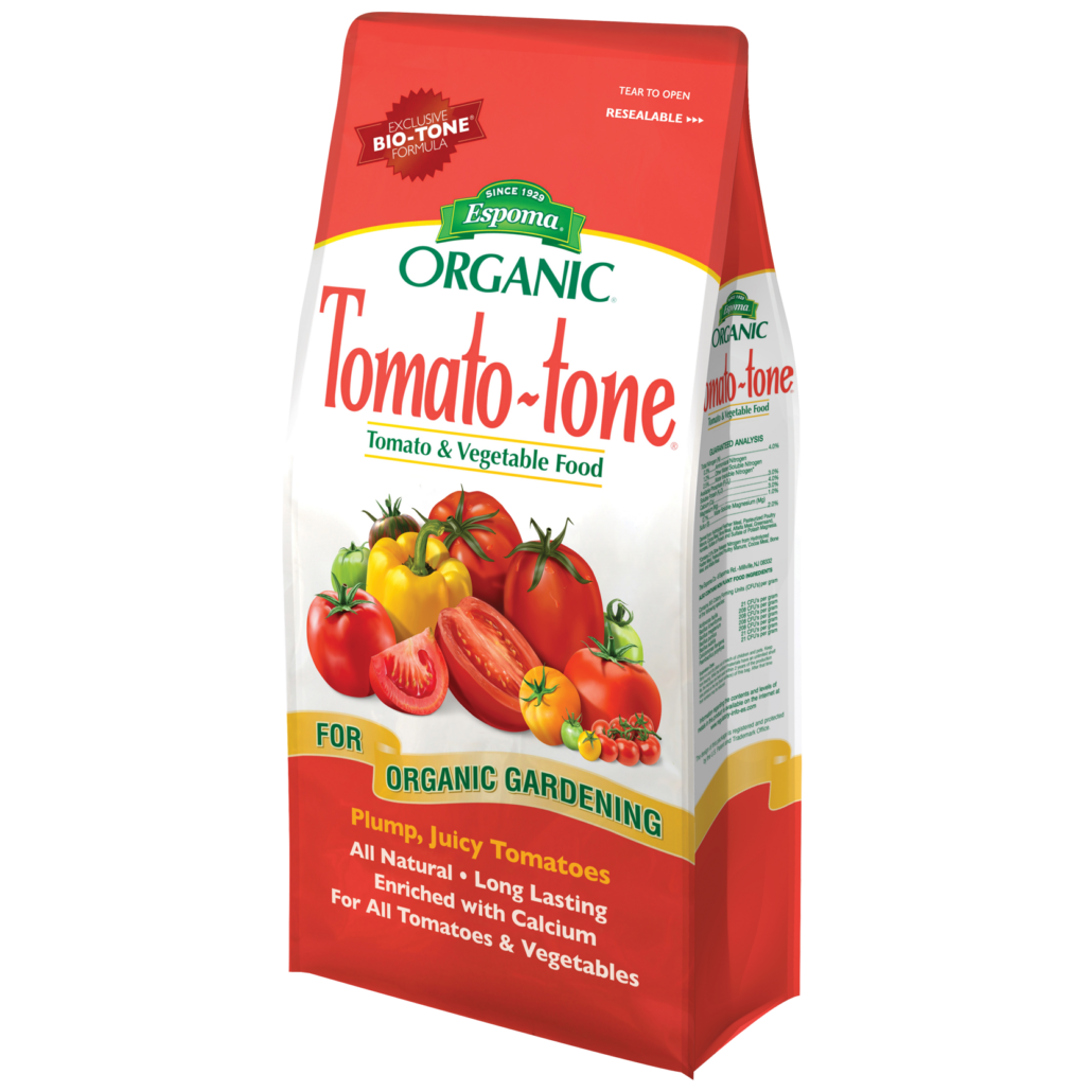 Organic granular tomato and veggie fertilizer. High in calcium