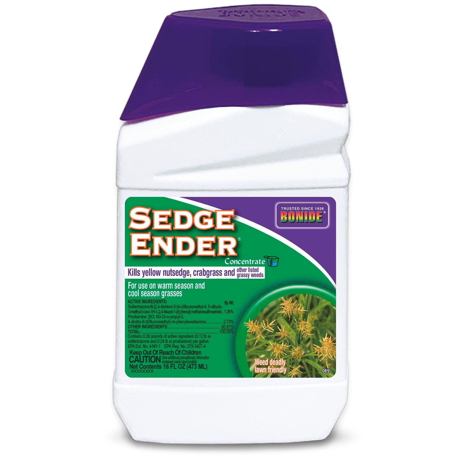 Herbicide focusing on nutsedge, crabgrass and dandelions